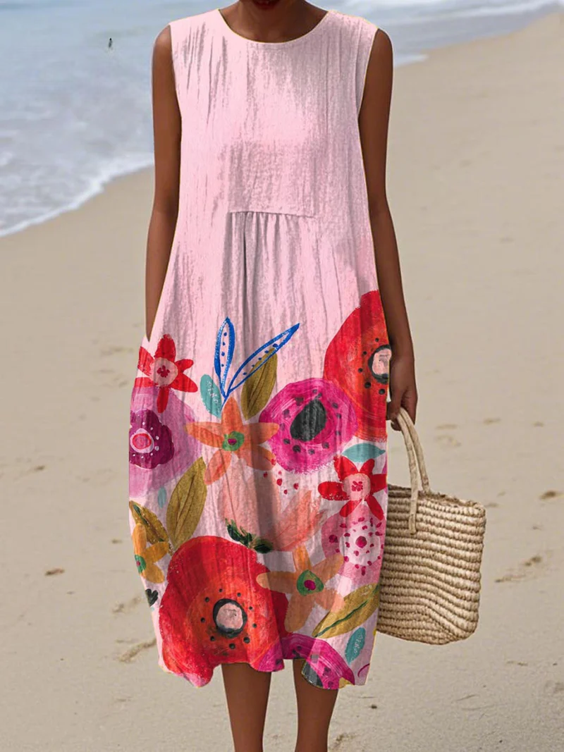 Lilou - Blush Bloom Sleeveless Summer Dress