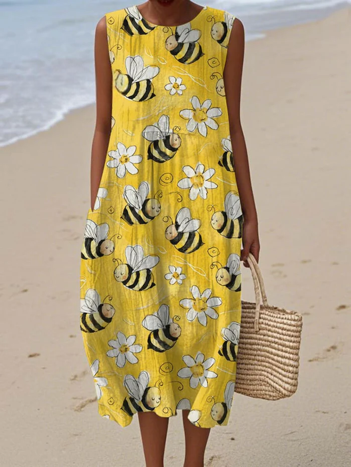Bee - Sunny Buzz Sleeveless Summer Dress