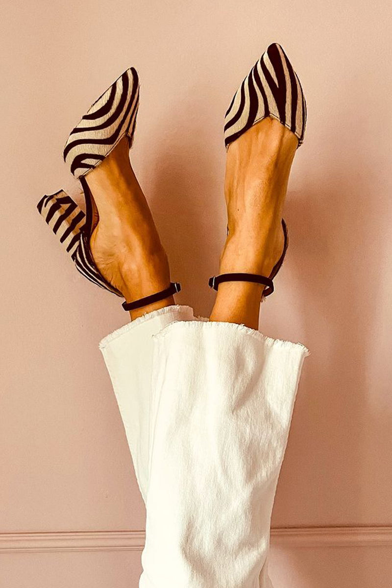 Zebrina | Zebra Sandals with Straps and Sturdy Heel
