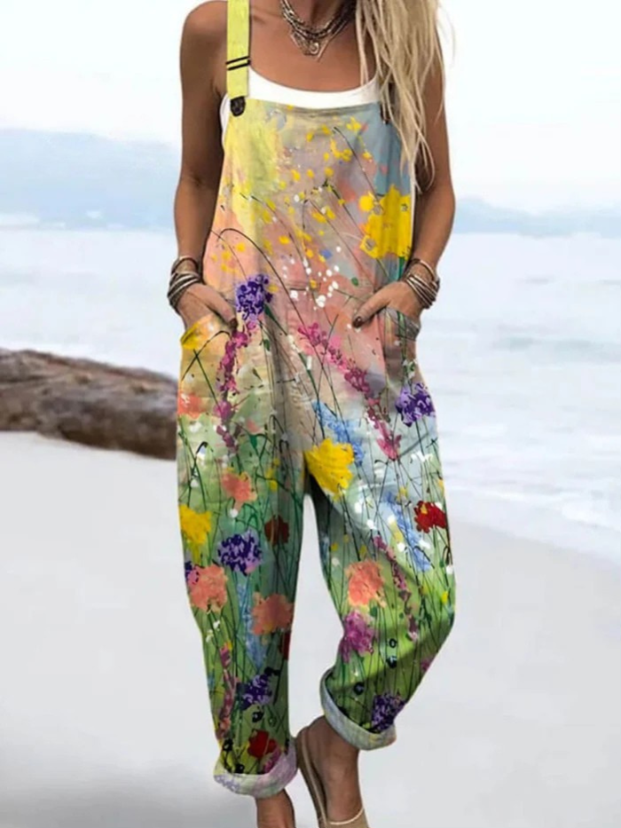 Artistic Scenery Print Jumpsuit