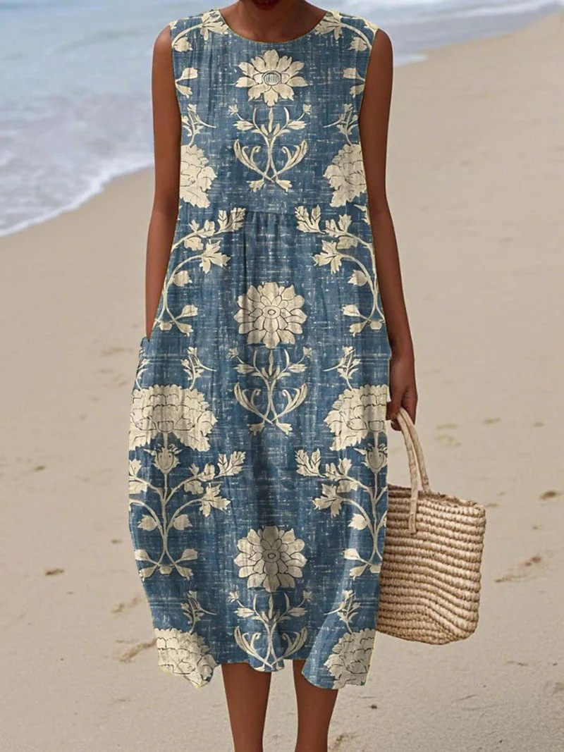 Rowena - Summer Dress with Vintage Floral Print