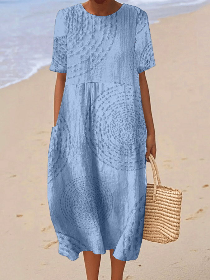 Women's Casual Printed Round Neck Short Sleeve Dress