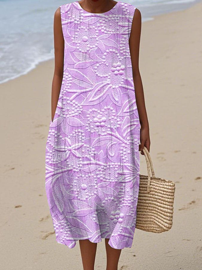 Women's Casual  Print Round Neck Sleeveless Dress