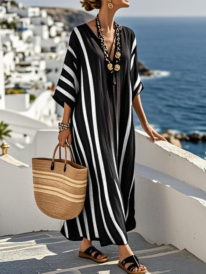 Yara – Contrast Striped Dress