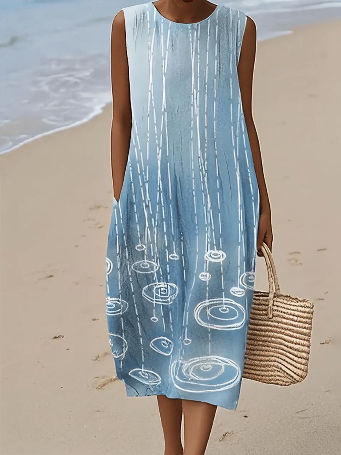 Women's Casual Print Round Neck Sleeveless Dress
