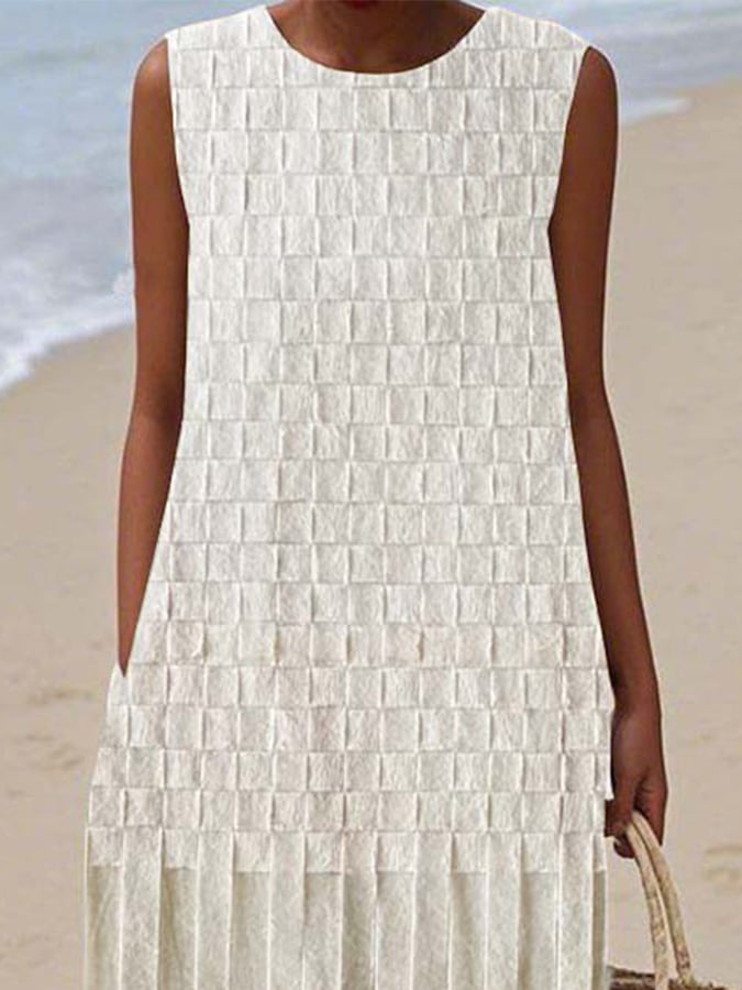 Women's Casual Print Round Neck Sleeveless Dress