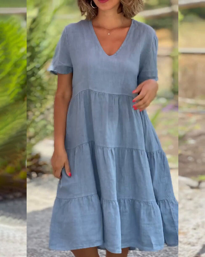 Emma - Elegant V-Neck Dress