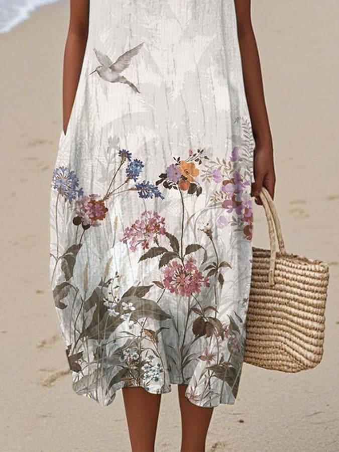 Women's Casual  Print Round Neck Sleeveless Dress