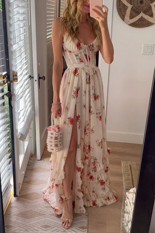 Yuna - Elegant Long Floral Print Dress