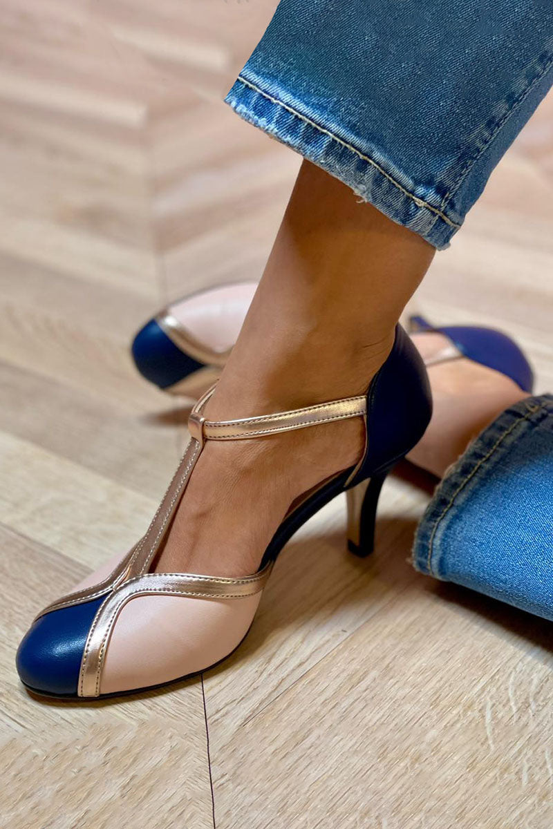 Alessia | Colorful T-Strap Pumps with Round Toe