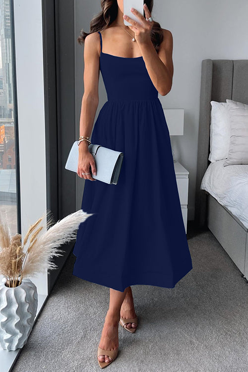 Beatrice - Spaghetti Strap Waisted A-line Midi Dress(4 Colors Available!)