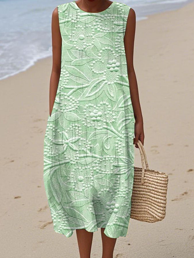 Women's Casual  Print Round Neck Sleeveless Dress