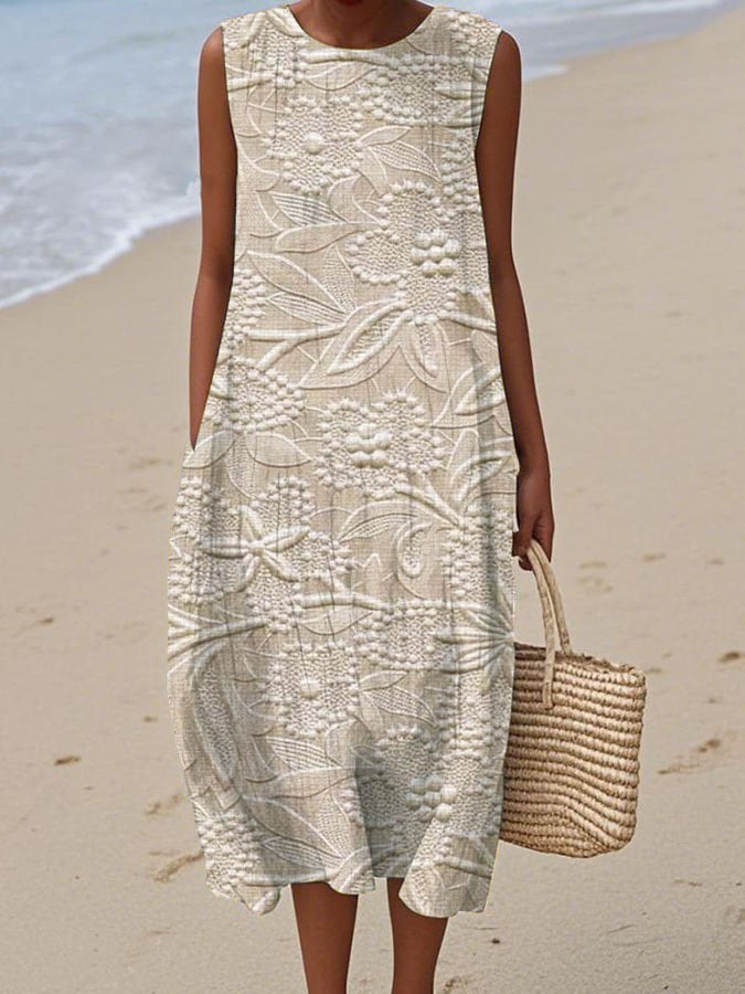 Women's Casual  Print Round Neck Sleeveless Dress