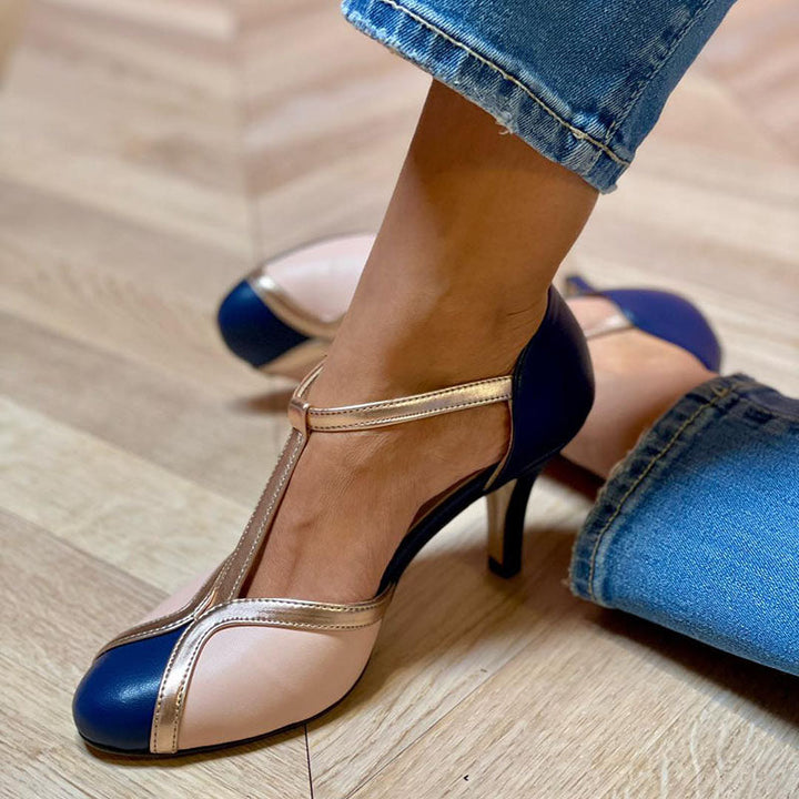 Alessia | Colorful T-Strap Pumps with Round Toe
