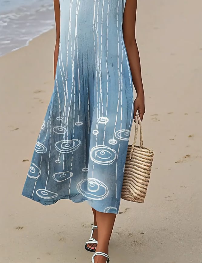 Women's Casual Print Round Neck Sleeveless Dress