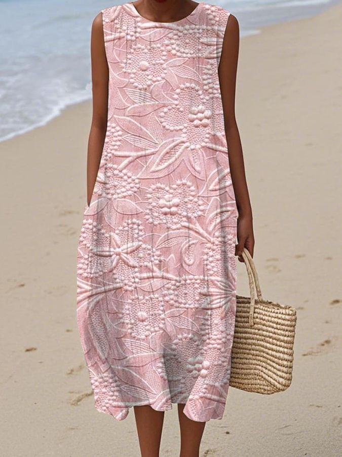 Women's Casual  Print Round Neck Sleeveless Dress