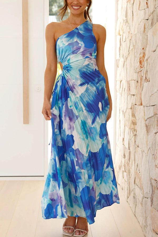 Deja | One-Shoulder Pleated Maxi Dress