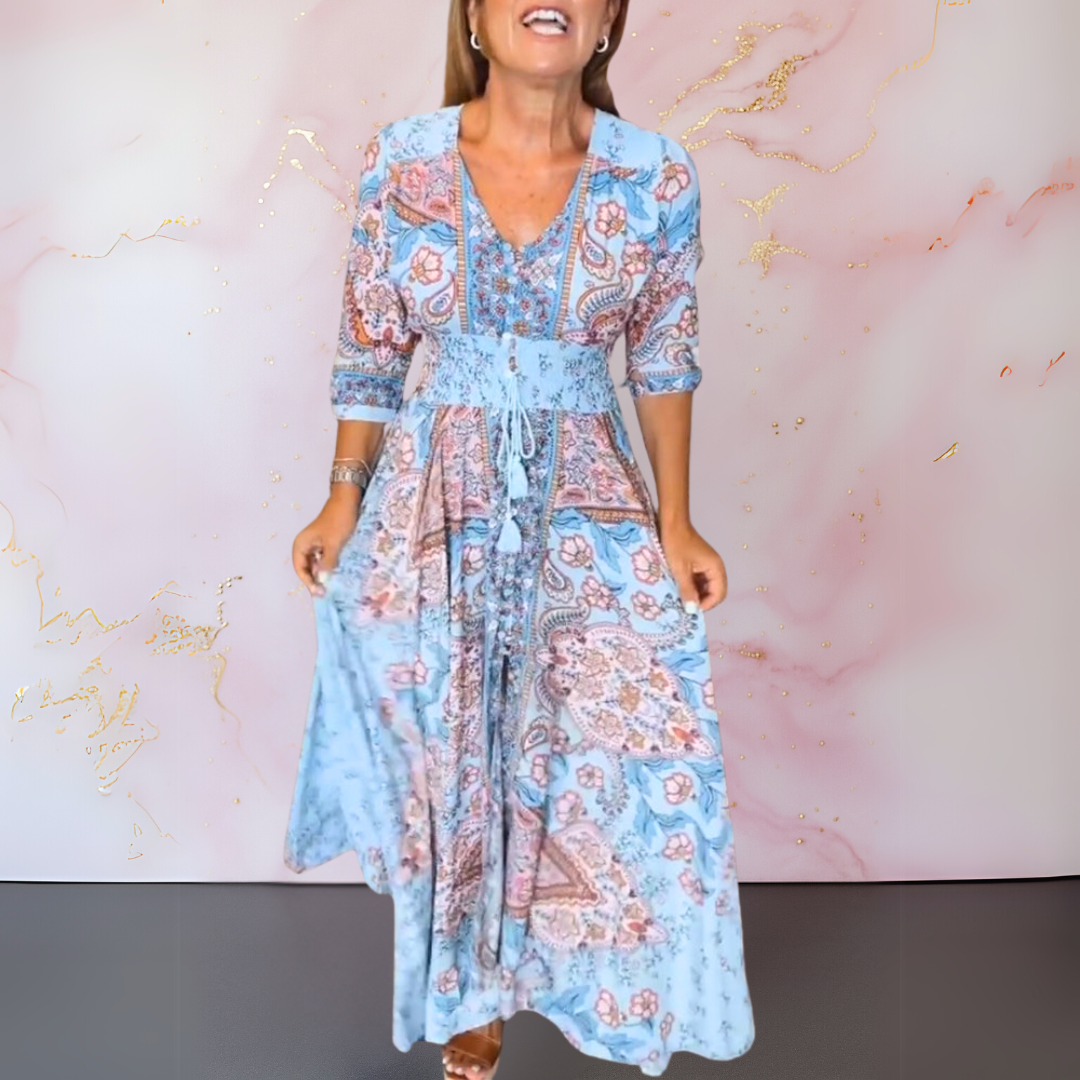 Marga™ - Elegant summer dress with V-neck
