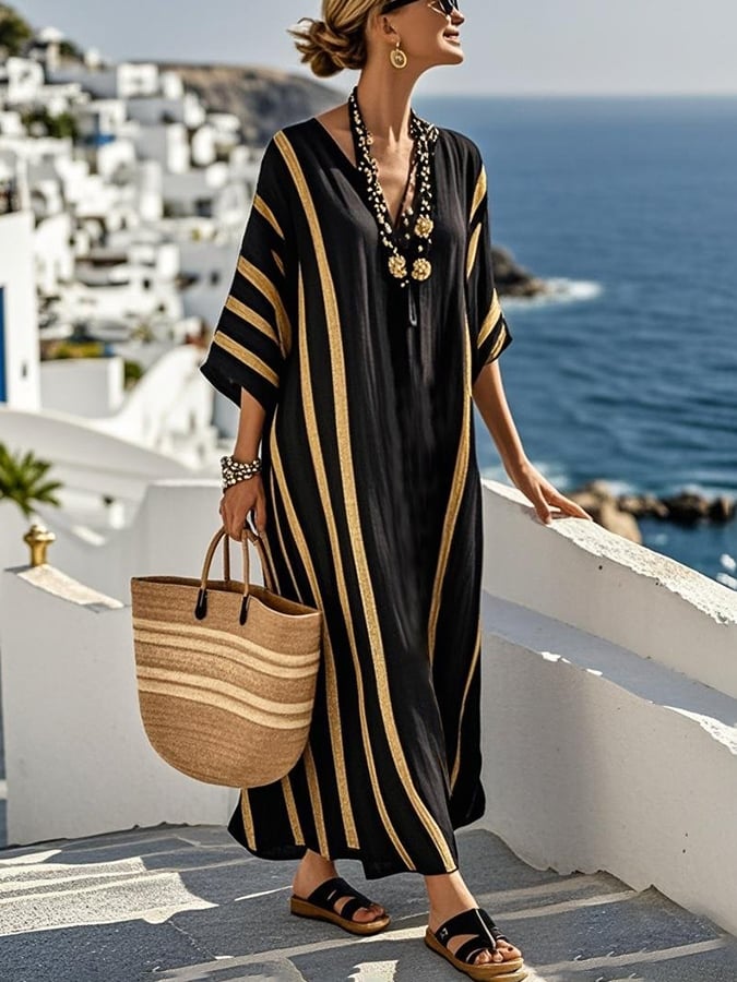 Yara – Contrast Striped Dress