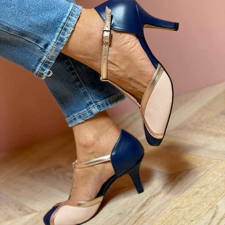 Alessia | Colorful T-Strap Pumps with Round Toe