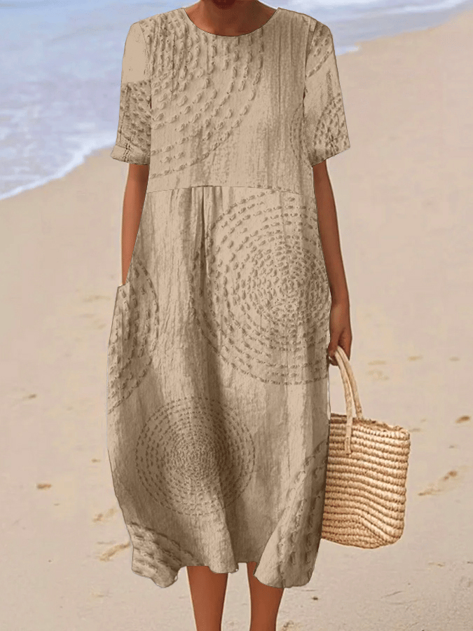 Women's Casual Printed Round Neck Short Sleeve Dress
