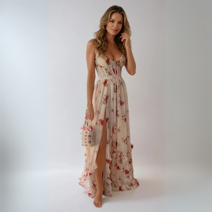 Yuna - Elegant Long Floral Print Dress