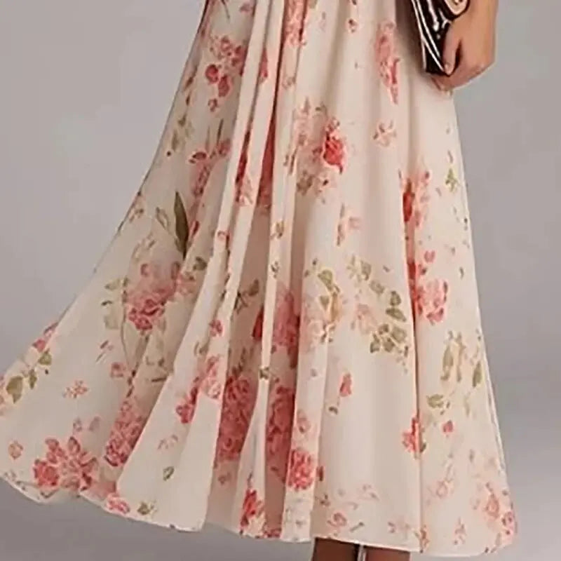 Jessica™ - Long Sleeved Floral Print Dress with V-neck