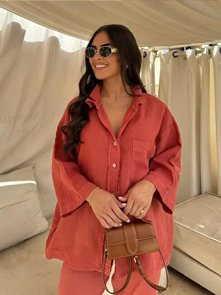 Grace™ - Vintage Casual Loose Pants with Shirt Set