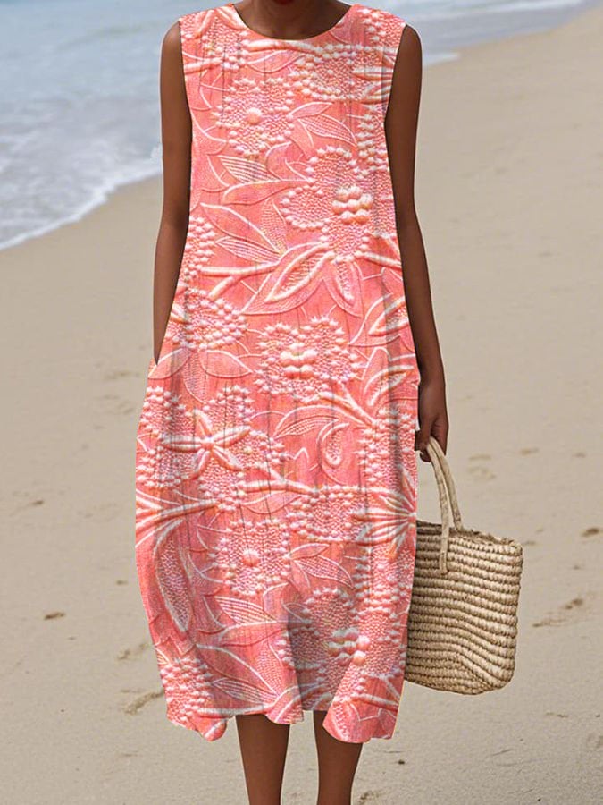 Women's Casual  Print Round Neck Sleeveless Dress