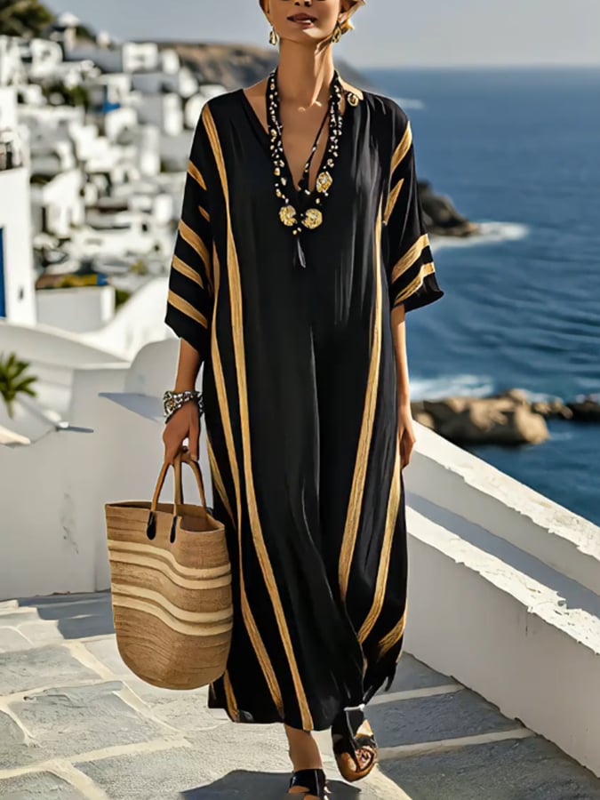 Yara – Contrast Striped Dress