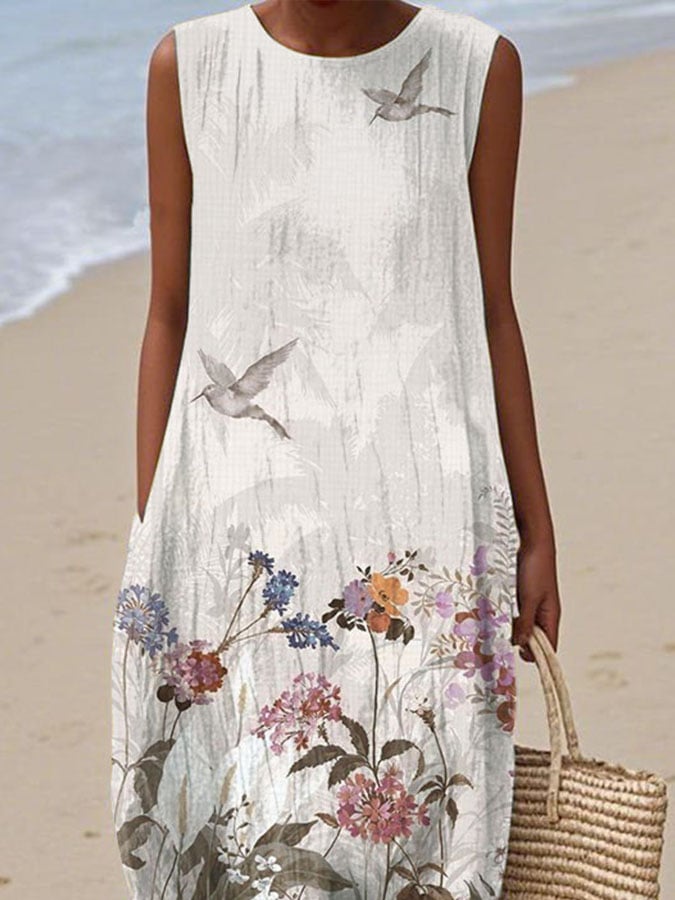 Women's Casual  Print Round Neck Sleeveless Dress