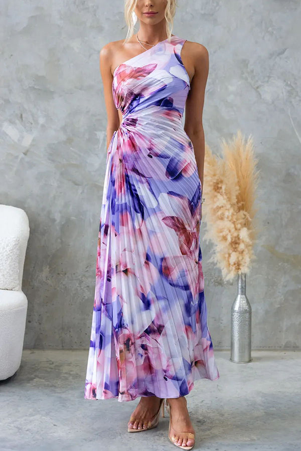 Deja | One-Shoulder Pleated Maxi Dress