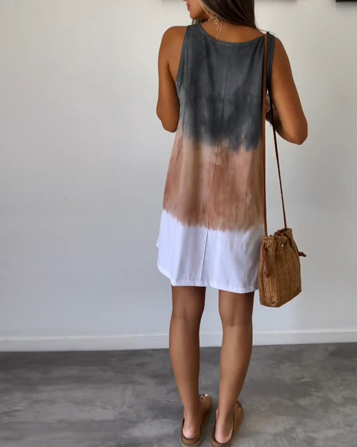 Josie - Mini Dress with Gradient Tie Dye Print