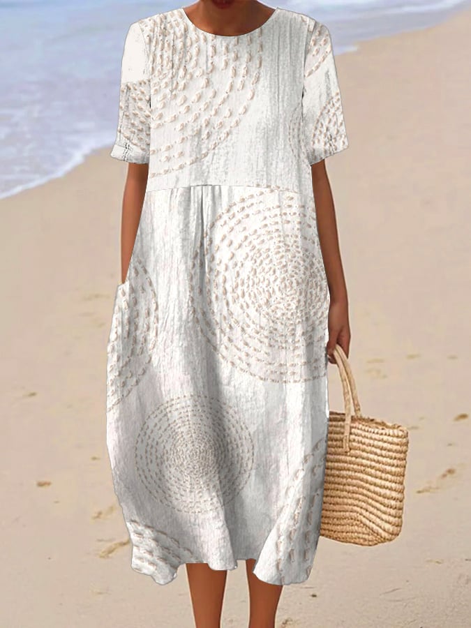 Women's Casual Printed Round Neck Short Sleeve Dress