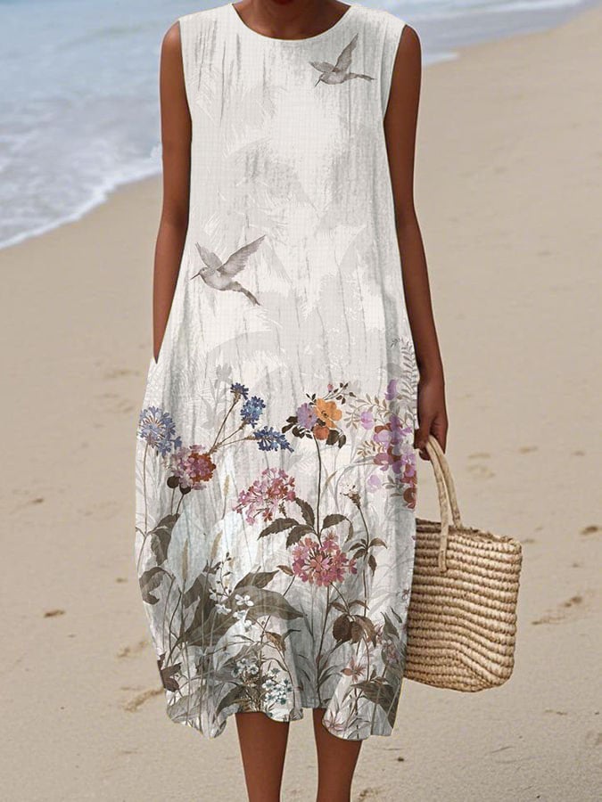 Women's Casual  Print Round Neck Sleeveless Dress