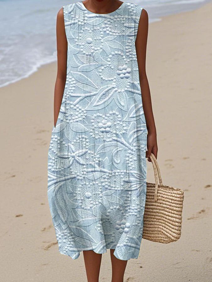 Women's Casual  Print Round Neck Sleeveless Dress