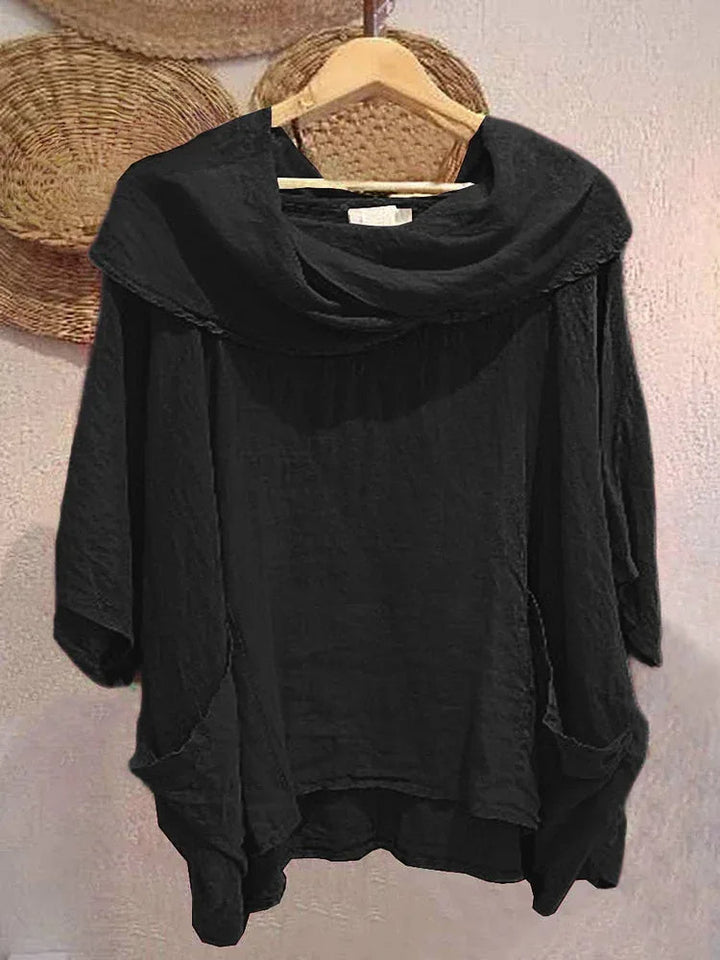 Tanith - Relaxed Fit 3/4 Sleeve Draped Neck Blouse