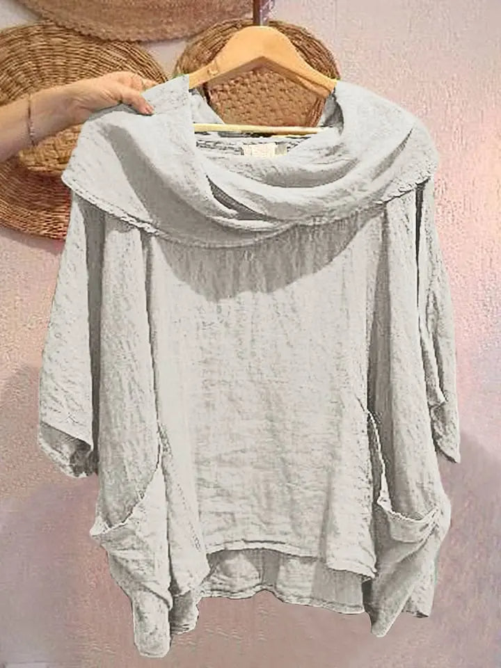 Tanith - Relaxed Fit 3/4 Sleeve Draped Neck Blouse