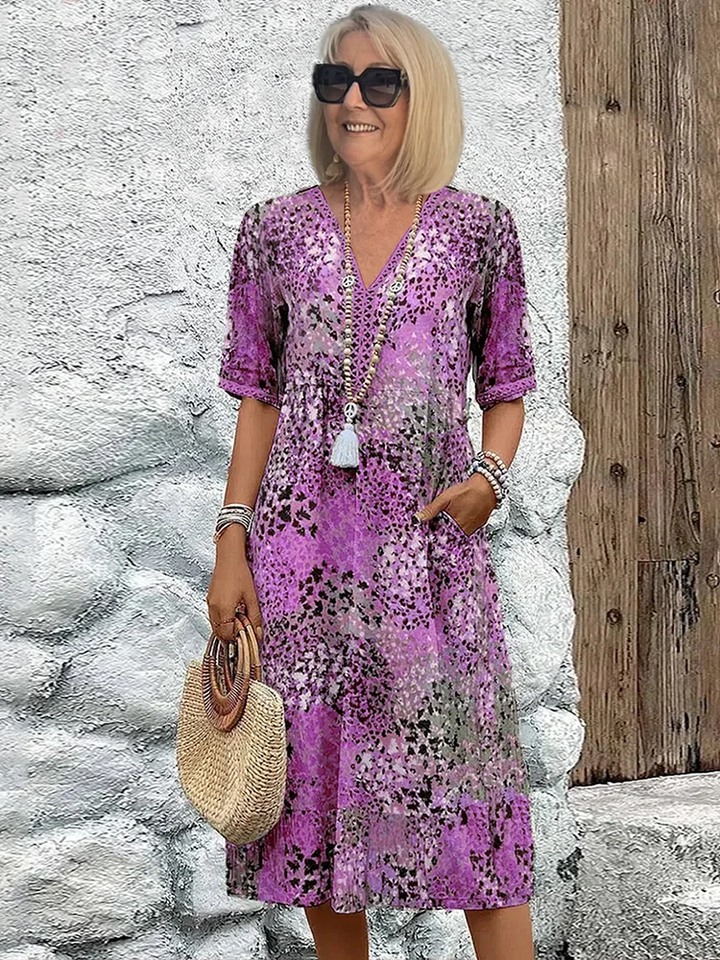 Dania™ - Vibrant Midi Dress with Pockets