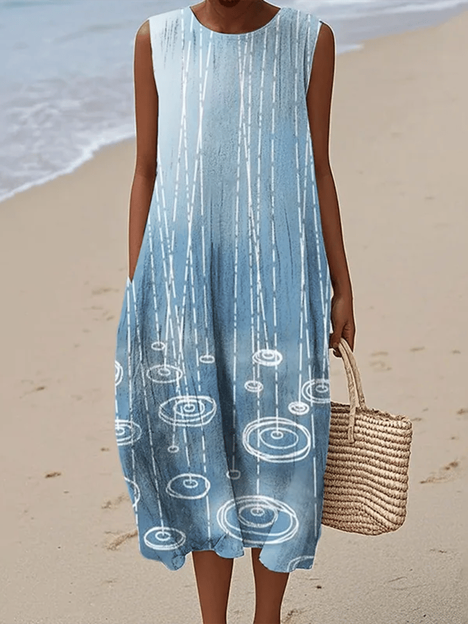Women's Casual Print Round Neck Sleeveless Dress