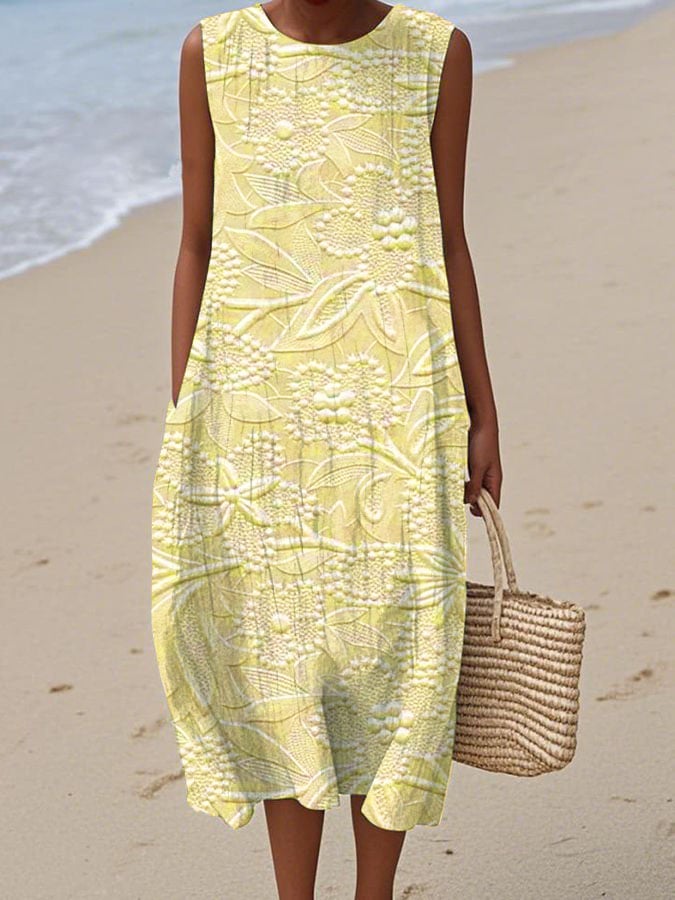 Women's Casual  Print Round Neck Sleeveless Dress