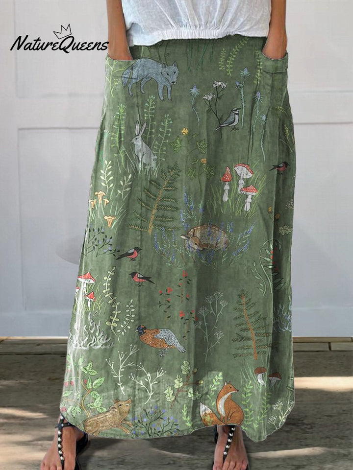 Skirt with Forest and Animal Motif