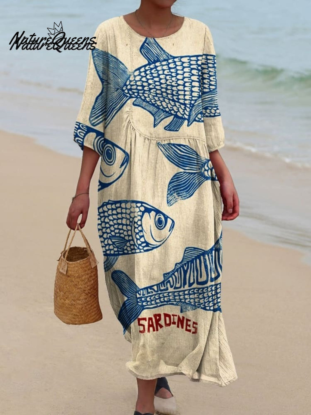 Vintage Dress with Sardine Print