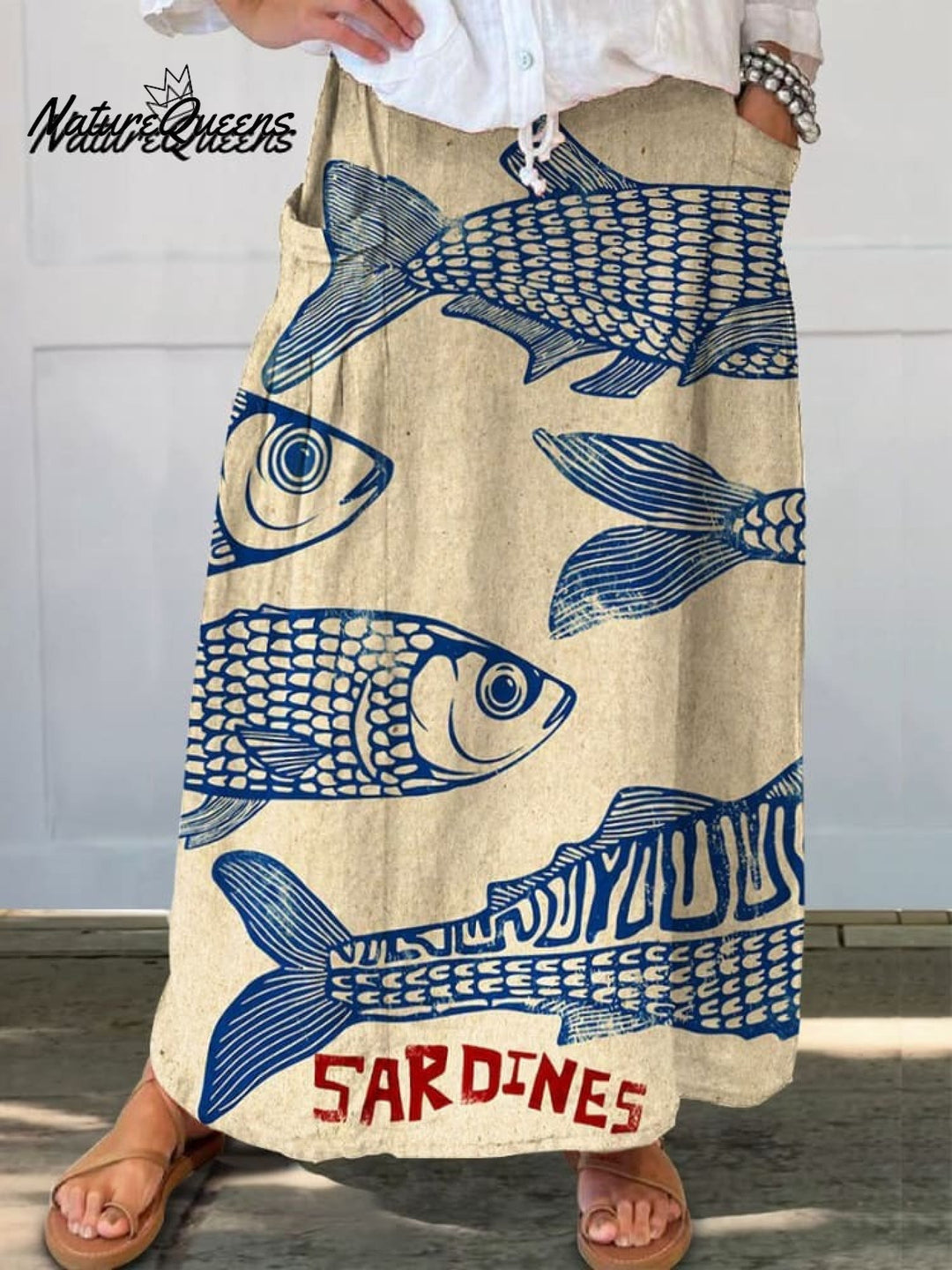 Vintage Dress with Sardine Print