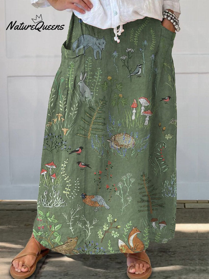 Skirt with Forest and Animal Motif