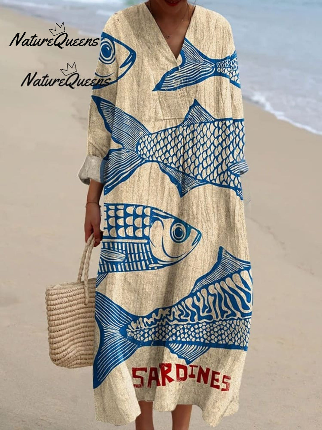 Vintage Dress with Sardine Print
