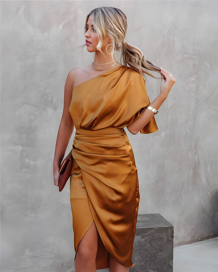 Maelle - Elegant Asymmetrical Satin Dress