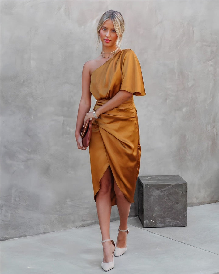 Maelle - Elegant Asymmetrical Satin Dress