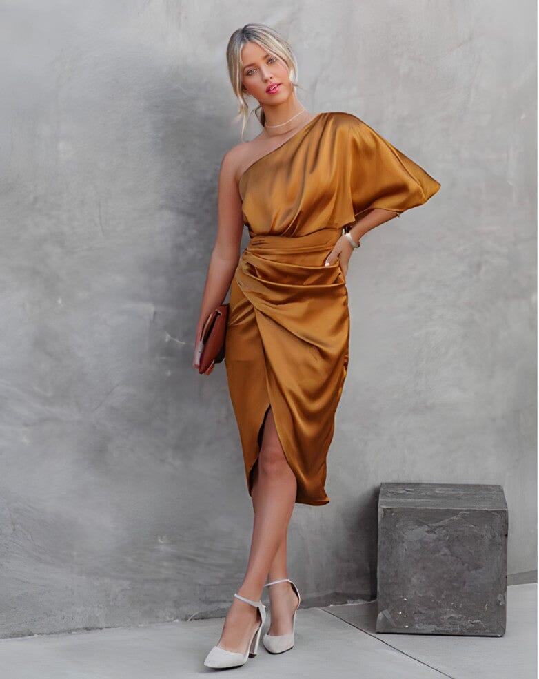 Maelle - Elegant Asymmetrical Satin Dress