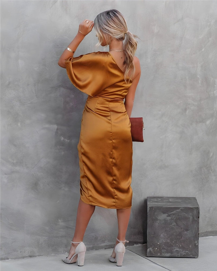 Maelle - Elegant Asymmetrical Satin Dress
